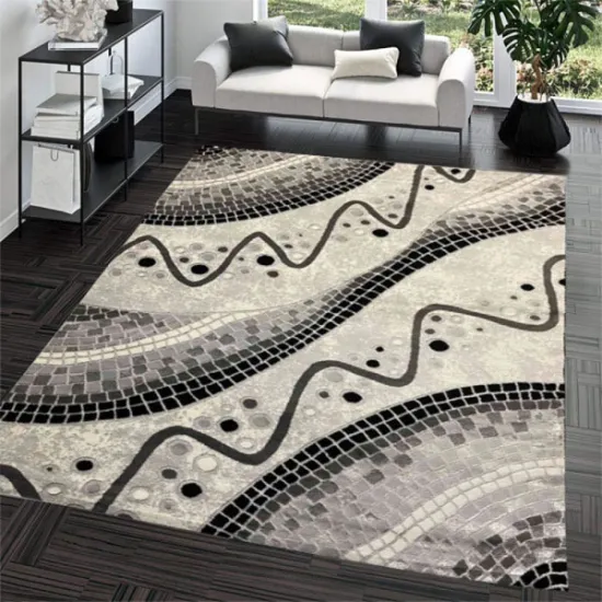 Χαλιά Μοντέρνα 200x290cm-μαύρο&άσπρο