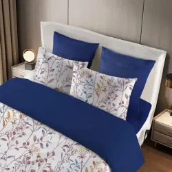 Σετ Σεντόνια Υπέρδιπλα 4τμχ 240X260 IL-LINE Minimalist Leaves Μπλέ