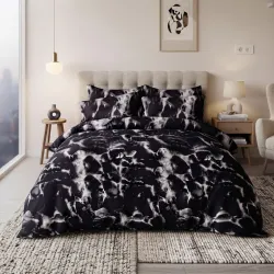 Σετ παπλωματοθήκη υπέρδιπλη 5 τεμαχίων 220 x 240 Μαύρο