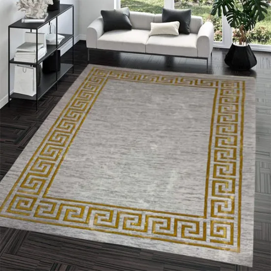 Xαλιά Ανάγλυφα 200x300cm-Γκρί& χρυσό