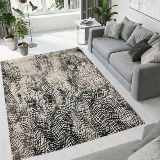 Xαλιά TSOKME 210X260cm-Γκρί & μαύρο