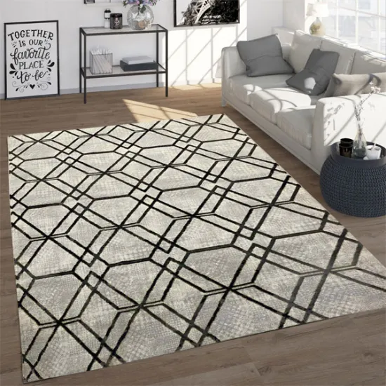 Xαλιά Ανάγλυφα 200x300cm-Γκρί & σκούρο μπλέ