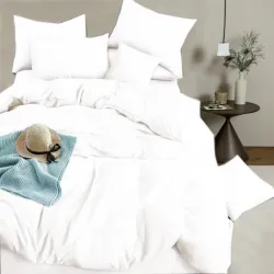 Σετ Σεντόνια Μονά Μονόχρωμα 3τμχ Λευκό με Λάστιχο 160x240